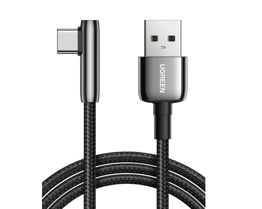 Right Angle Space-Saving Fast Charging Cable USB-A to Type-C