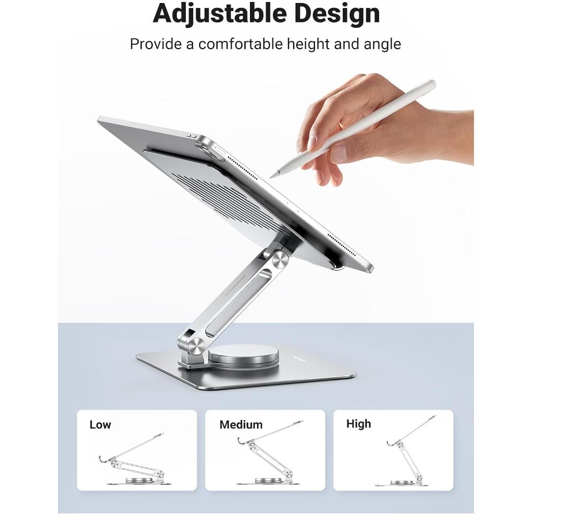 Rotating Tablet Stand Holder Adjustable Base Dock Aluminum Foldable