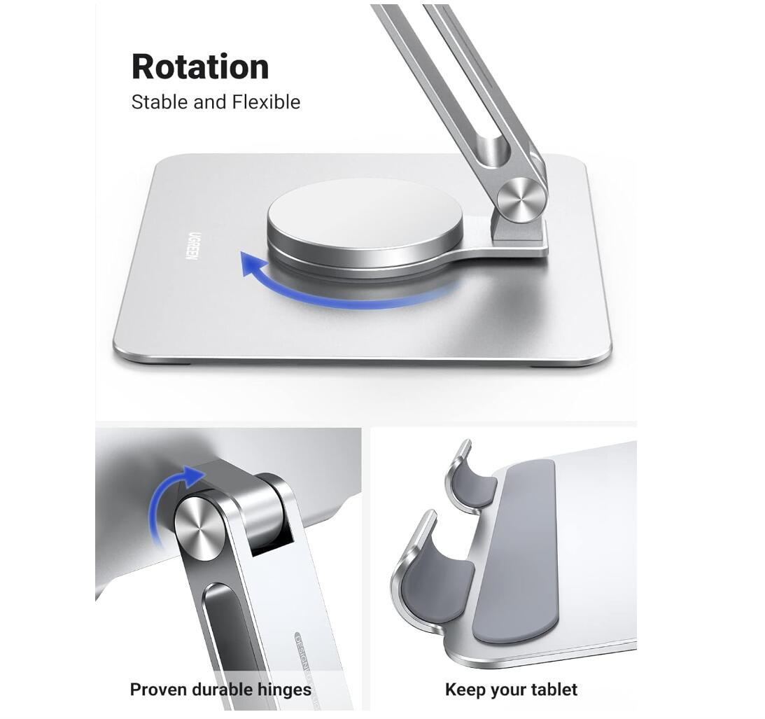 Rotating Tablet Stand Holder Adjustable Base Dock Aluminum Foldable