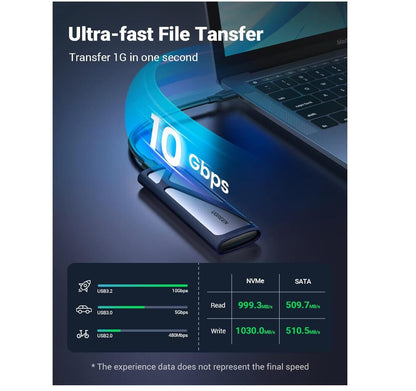 SATA VNMe M.2 SSD Enclosure UASP Trim 10Gbps Aluminum