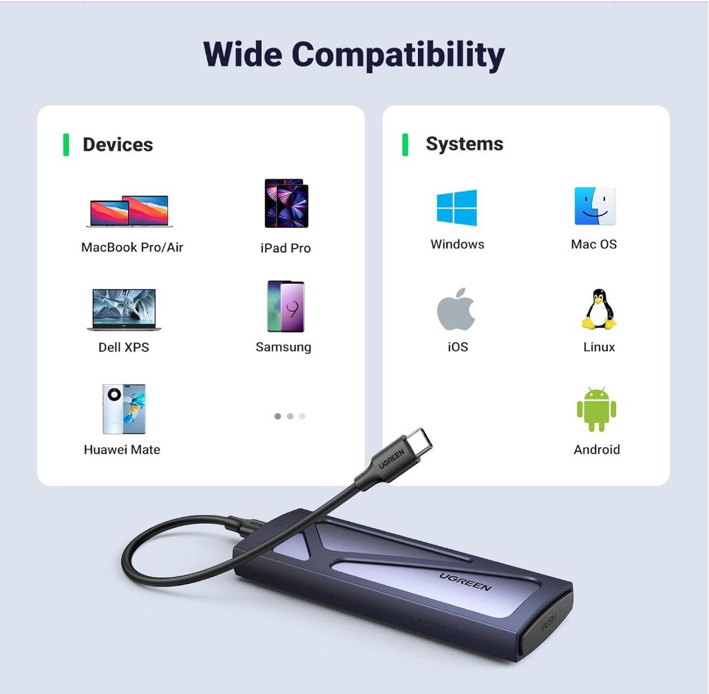 SSD Enclosure Tool-free Extenal 10Gbps VNMe Portable