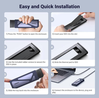 SSD Enclosure Tool-free Extenal 10Gbps VNMe Portable