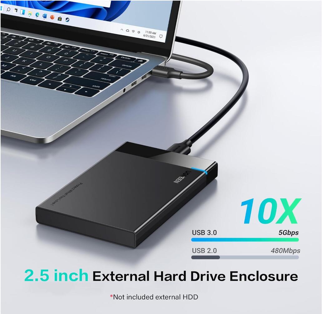 SSD HDD Hard Drive Enclosure USB-C 5Gbps Transfer Accelerated UASP