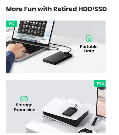 SSD HDD Hard Drive Enclosure USB-C Extenal Fast 6Gbps UASP