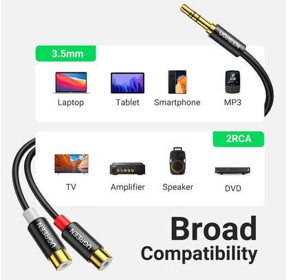 Superb Audio RCA to Aux Cable 3.5mm Male to 2RCA Female Adapter