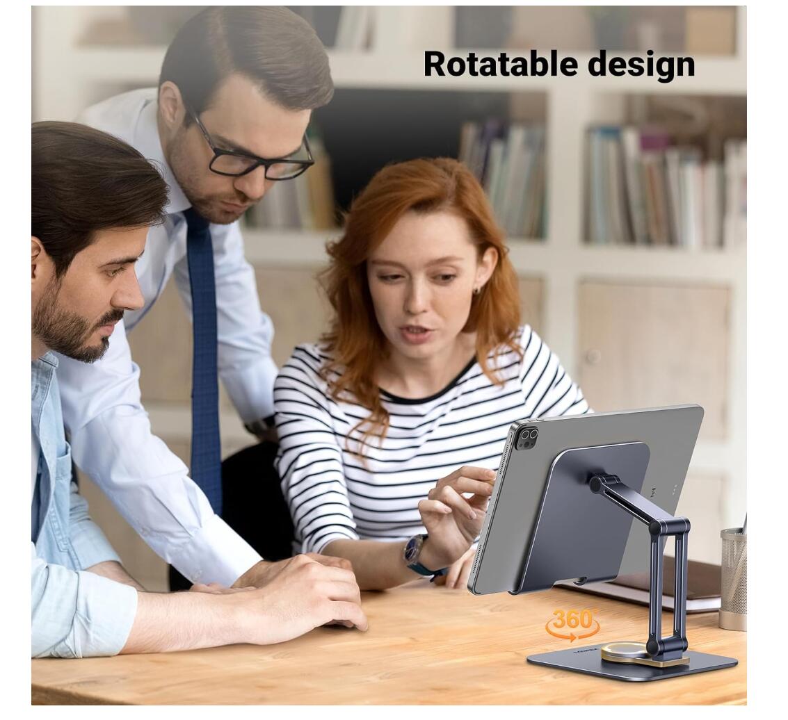 Tablet Stand Desk Swivel with 360 Rotating Base Holder Aluminum