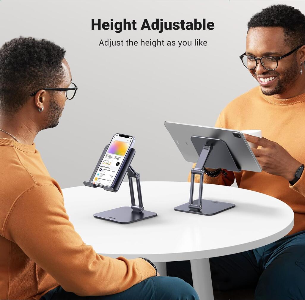 Tablet Stand Holder Desk Adjustable 2-Arm Multi-Angle Foldable Dock