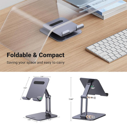 Tablet Stand Holder Desk Adjustable 2-Arm Multi-Angle Foldable Dock