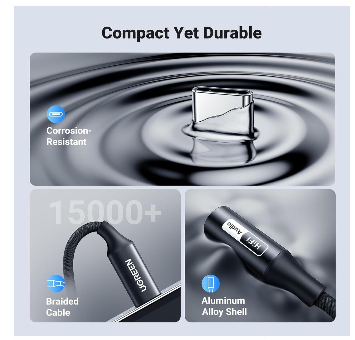 USB-C to 3.5mm Audio Adapter Hi-Res 32bit/384KHz Dongle HiFi