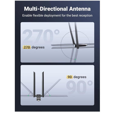 USB WiFi Adapter AC1300 5Gbps High Gain Dual Antennas