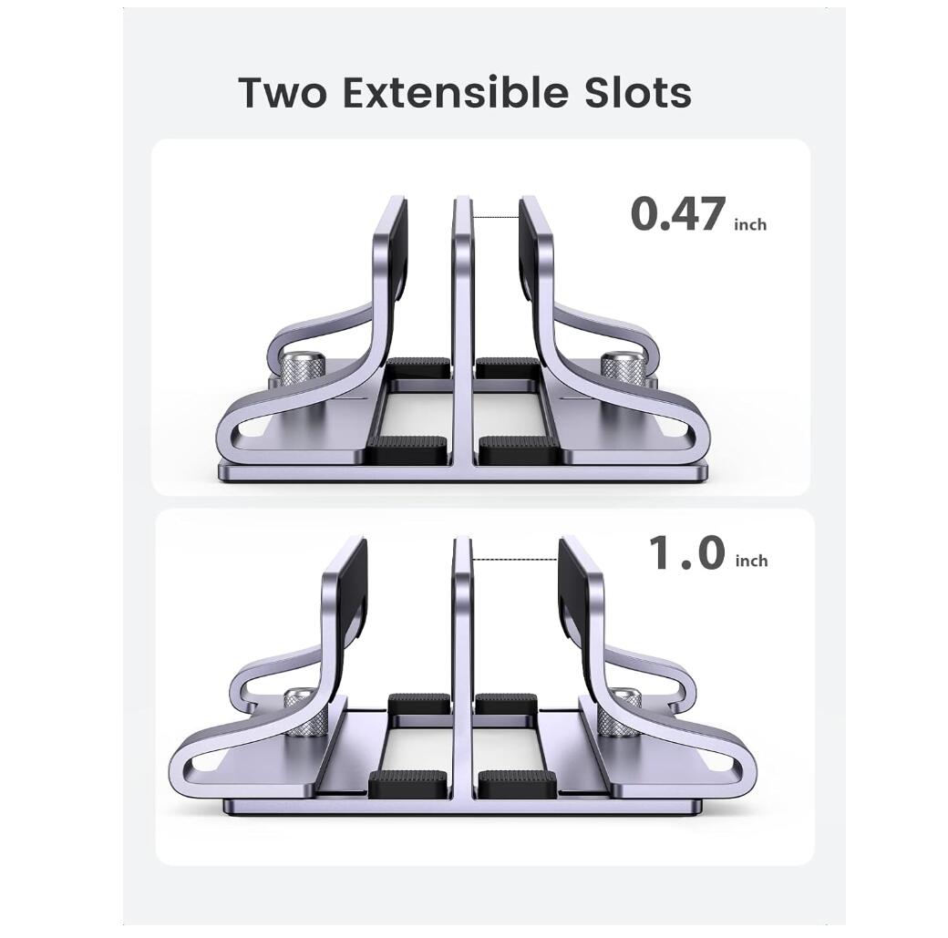 Vertical Dual Laptop Stand Desk Holder Aluminum Dock