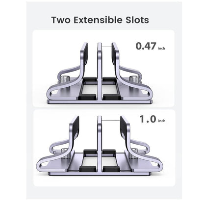 Vertical Dual Laptop Stand Desk Holder Aluminum Dock