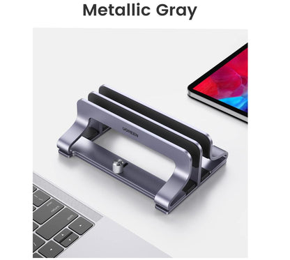 Vertical Dual Laptop Stand Desk Holder Aluminum Dock