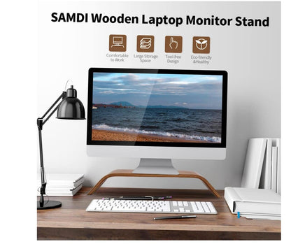 Walnut Wood Desktop Monitor Laptop Stand Heighen Dock Holder