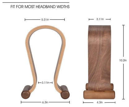 Walnut Wood Headset Stand Desk Holder Sturdy Elegant Unique