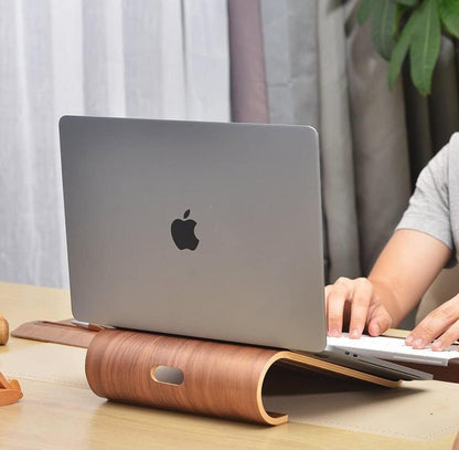 Walnut Wood Laptop Stand Ergonmic Cooling Ventilation Holder