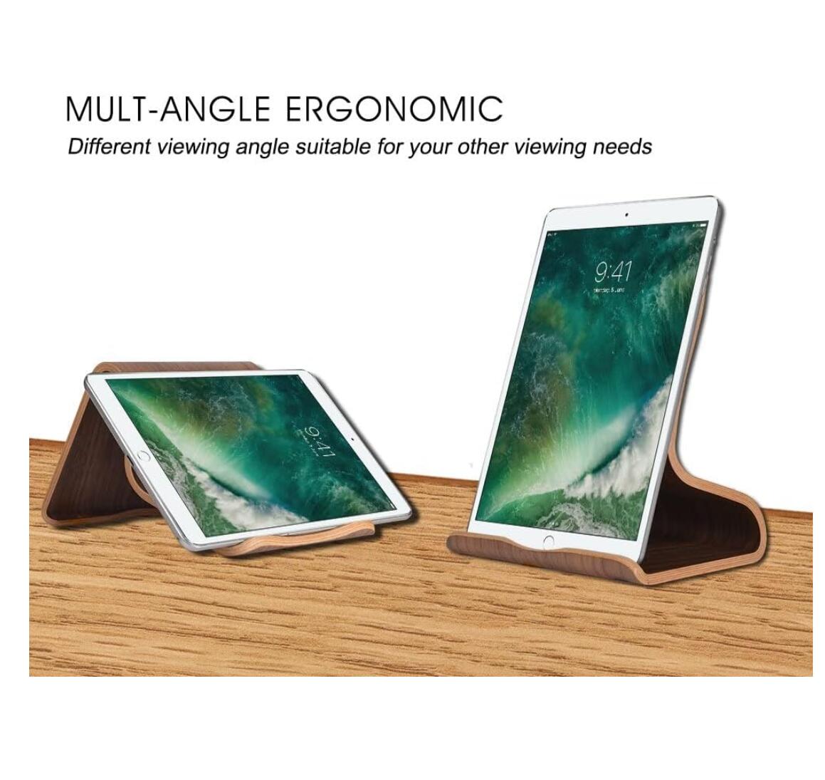 Walnut Wood Tablet Stand Desk Dock Holder Sitting Multi-angle