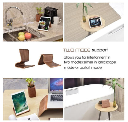 Walnut Wood Tablet Stand Desk Dock Holder Sitting Multi-angle