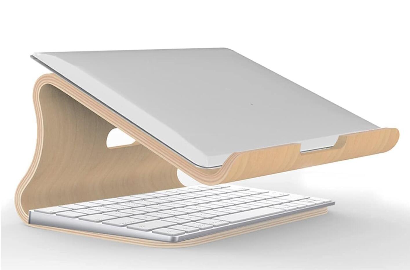 White Birch Wood Laptop Stand Cooling Holder Ventilated Dock