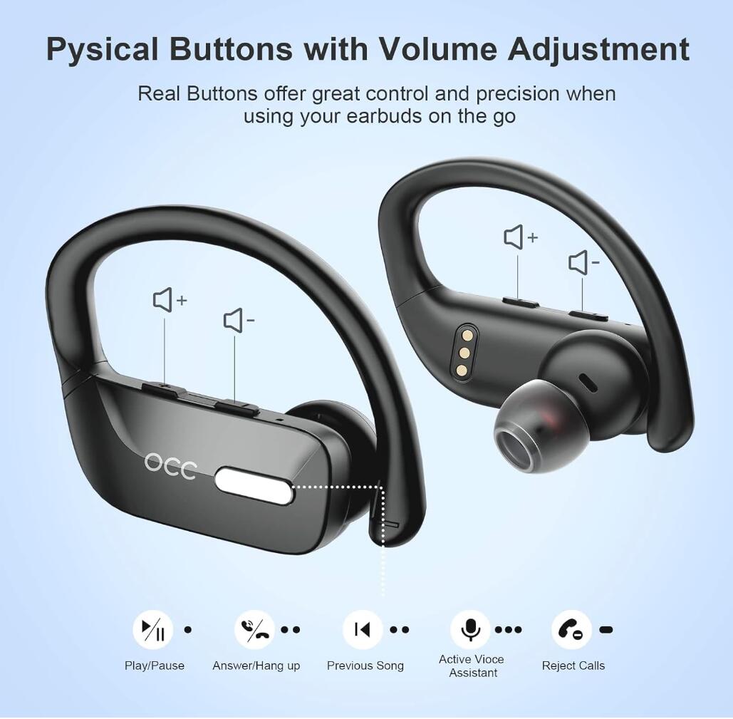 Wireless Bluetooth Earbuds 48Hrs LED Playtime with Microphone