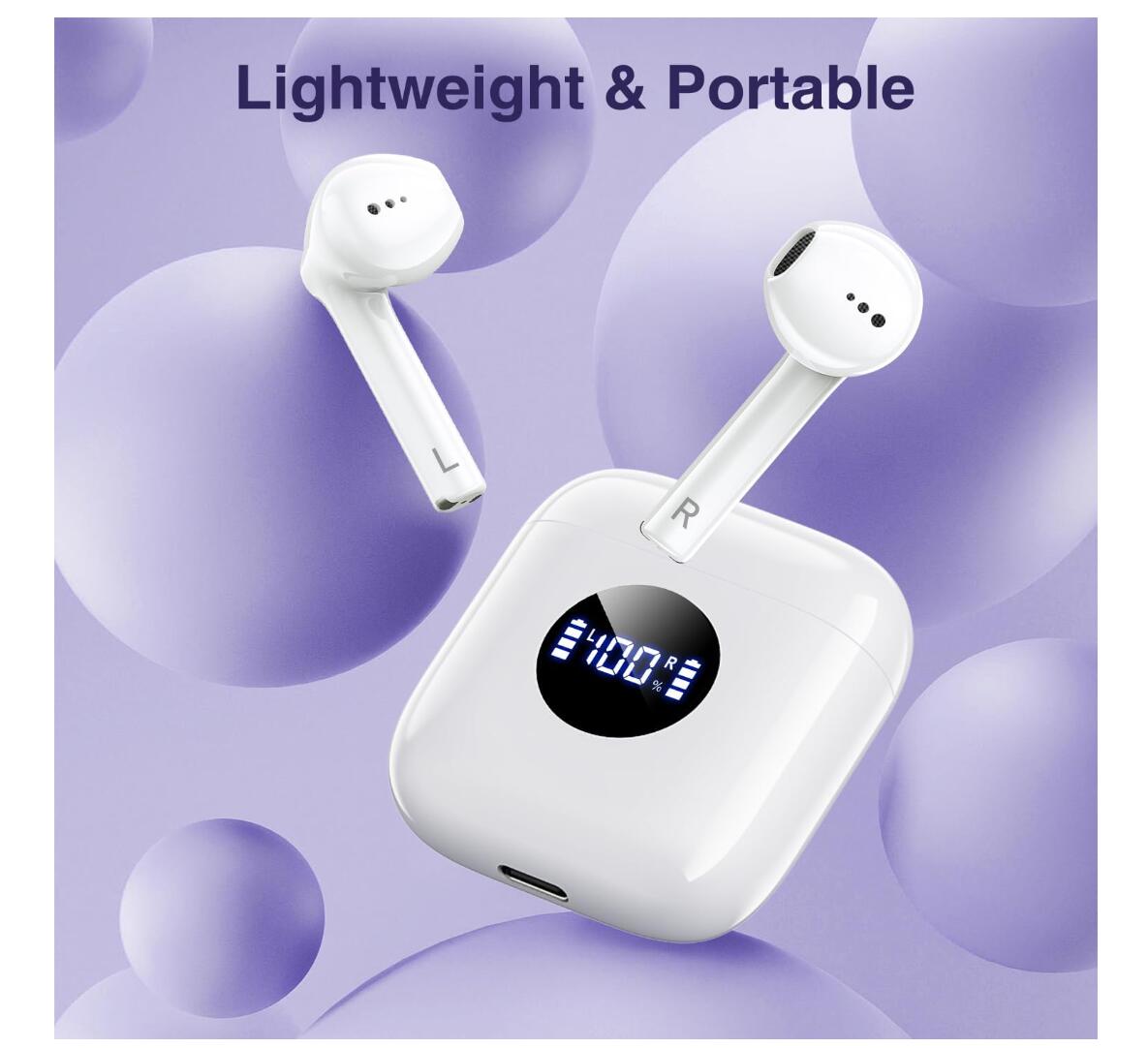 Wireless Bluetooth Earbuds with Microphone IPX5 Waterproof