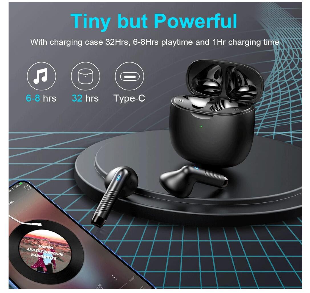 Wireless Bluetooth Earbuds with Noise Cancelling IPX7 Waterproof