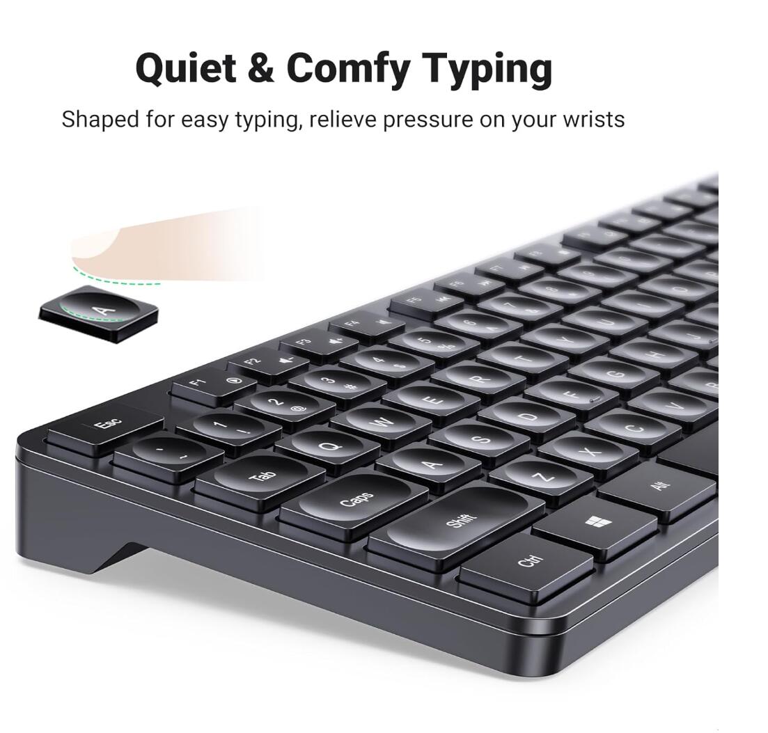 Wireless Keyboard 2.4Ghz with Mouse USB Receiver Ergonomic Slient