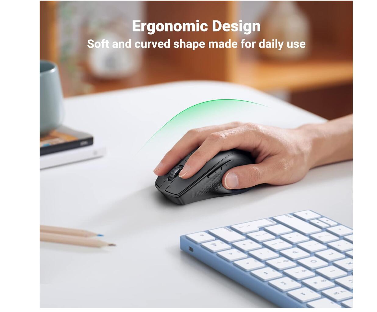 Wireless Mouse Ergonomic Bluetooth 5.0 2.4G with USB Receiver