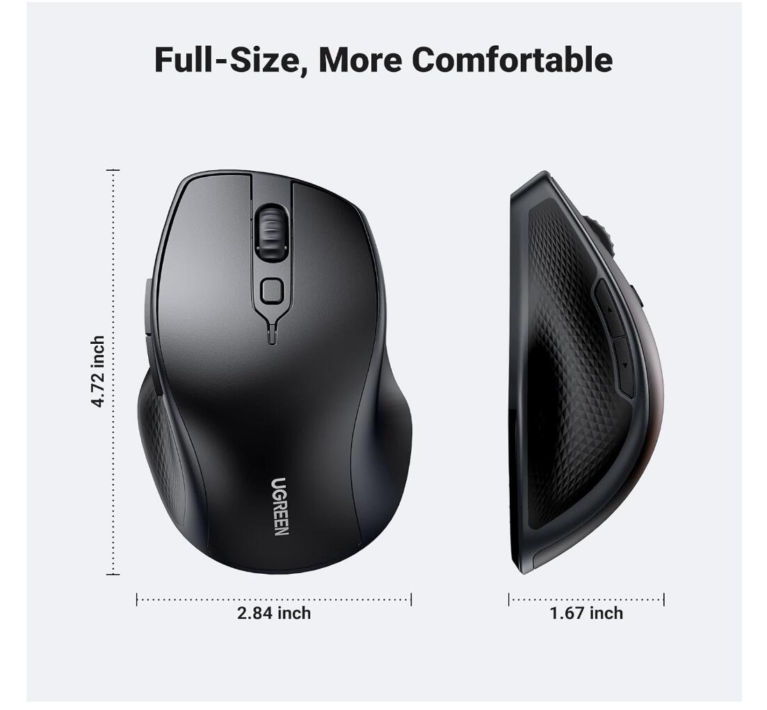 Wireless Mouse Ergonomic Bluetooth 5.0 2.4G with USB Receiver