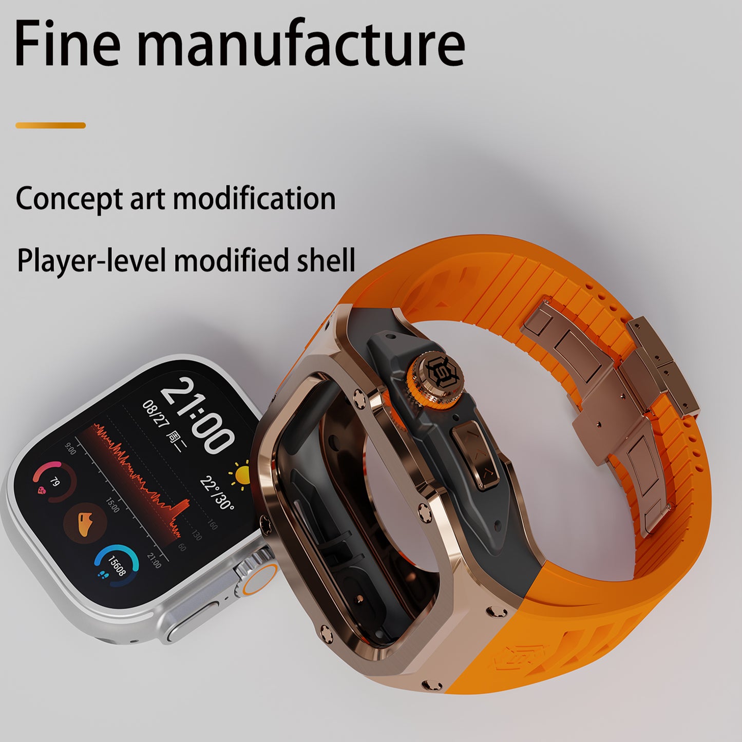R-Just Modified Metal Apple Watch Ultra 2 Band Case Full Protection