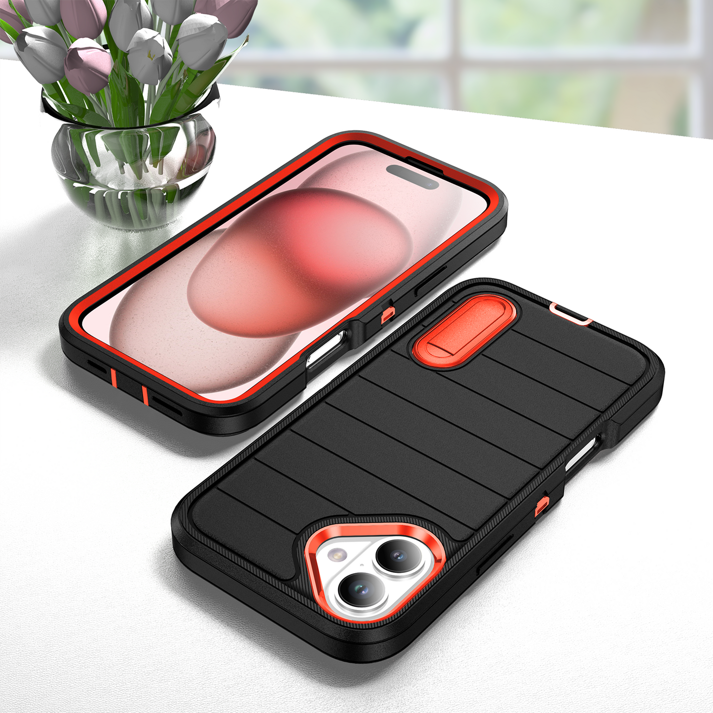 Defender iPhone 16 Plus Case Rotating Ring Stand