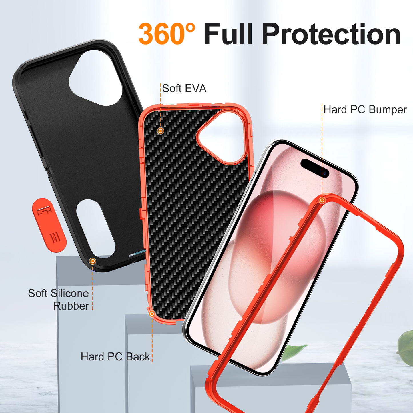 Defender iPhone 16 Plus Case Rotating Ring Stand