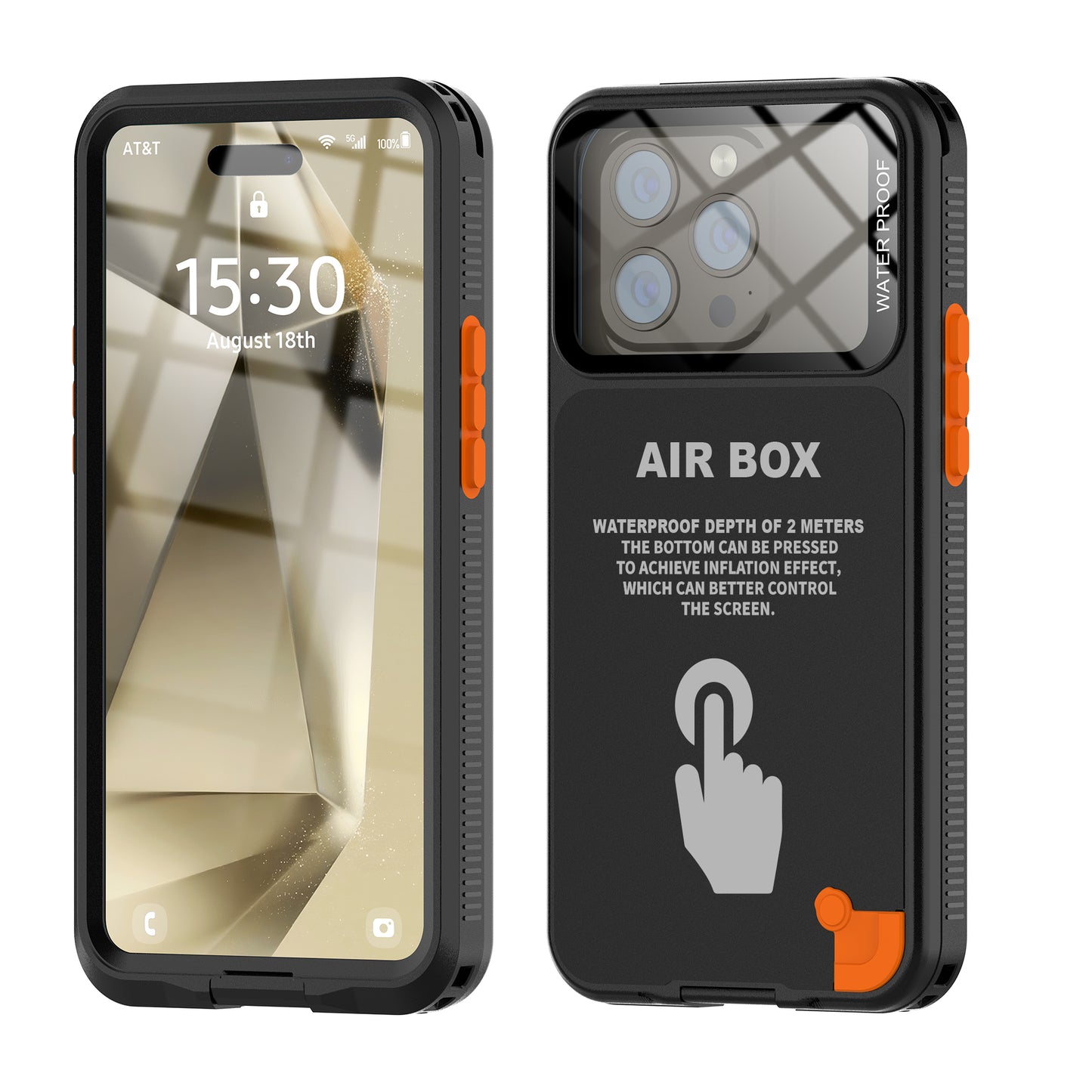 Air Box Simple Waterproof iPhone 15 Pro Max Case with Lanyard