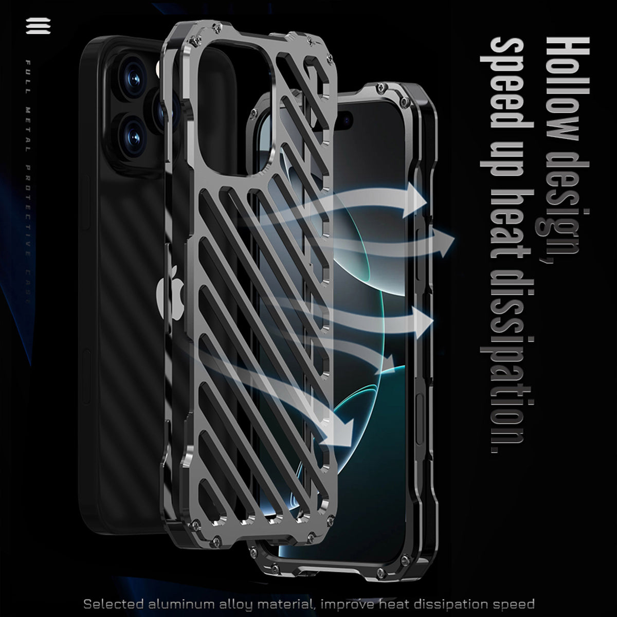 Ultramarine Technology with Aluminum Hollow Phone Case - Anti-fall Rugged Armor Cooling