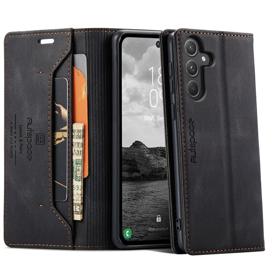 Luxury Retro Leather Galaxy A25 Case Magnetic Buckle RFID