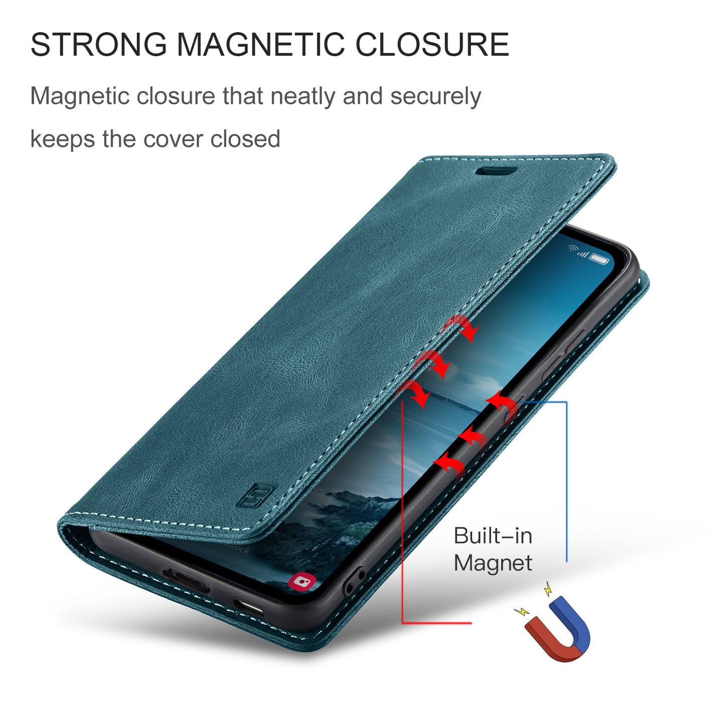 Luxury Retro Leather Galaxy A15 Case Magnetic Buckle RFID