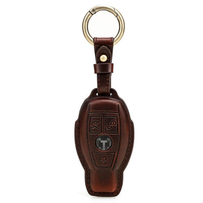 Women's Genuine Leather Mercedes Benz Car Key Case Keychain Protection