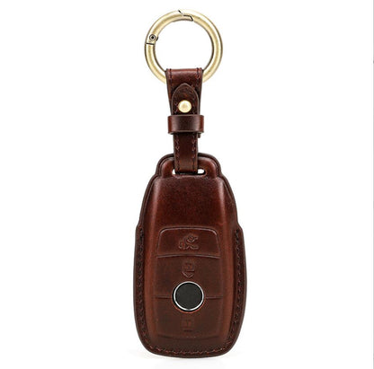 Women's Genuine Leather Mercedes Benz Car Key Case Keychain Protection