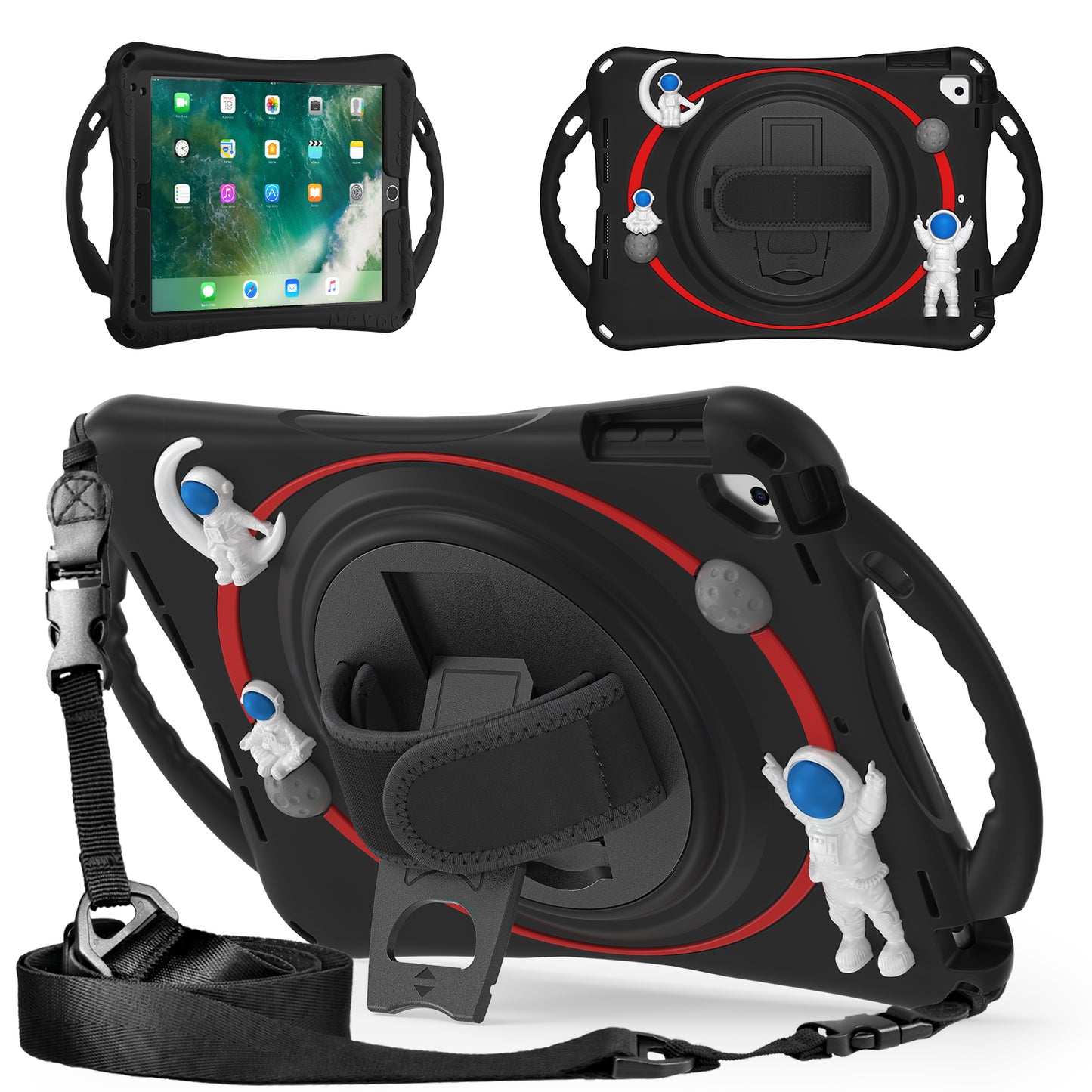 Spaceman iPad Air 1 Case 360 Rotating Hand Shoulder Strap