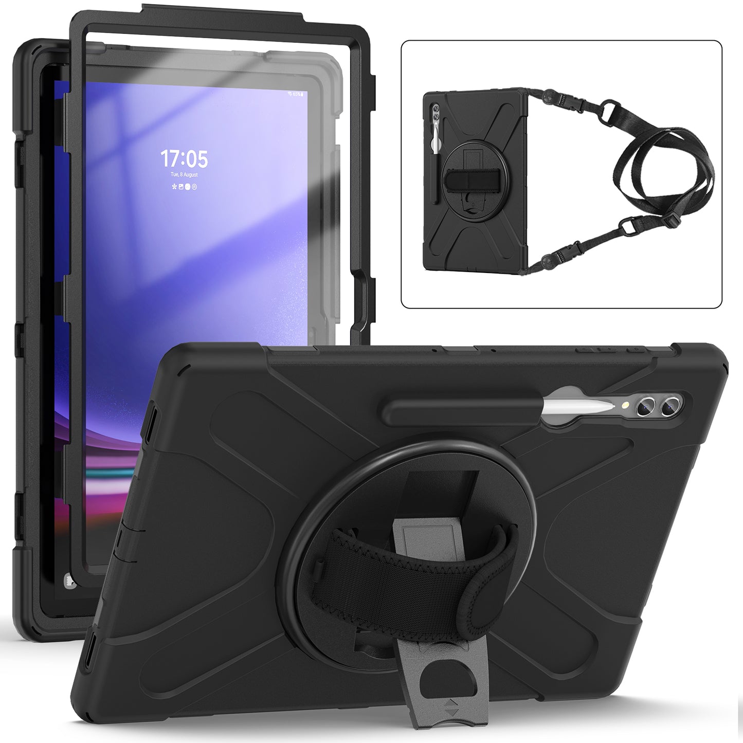 Pirate King Galaxy Tab S9 Ultra Case 360 Rotating Stand Hand Shoulder