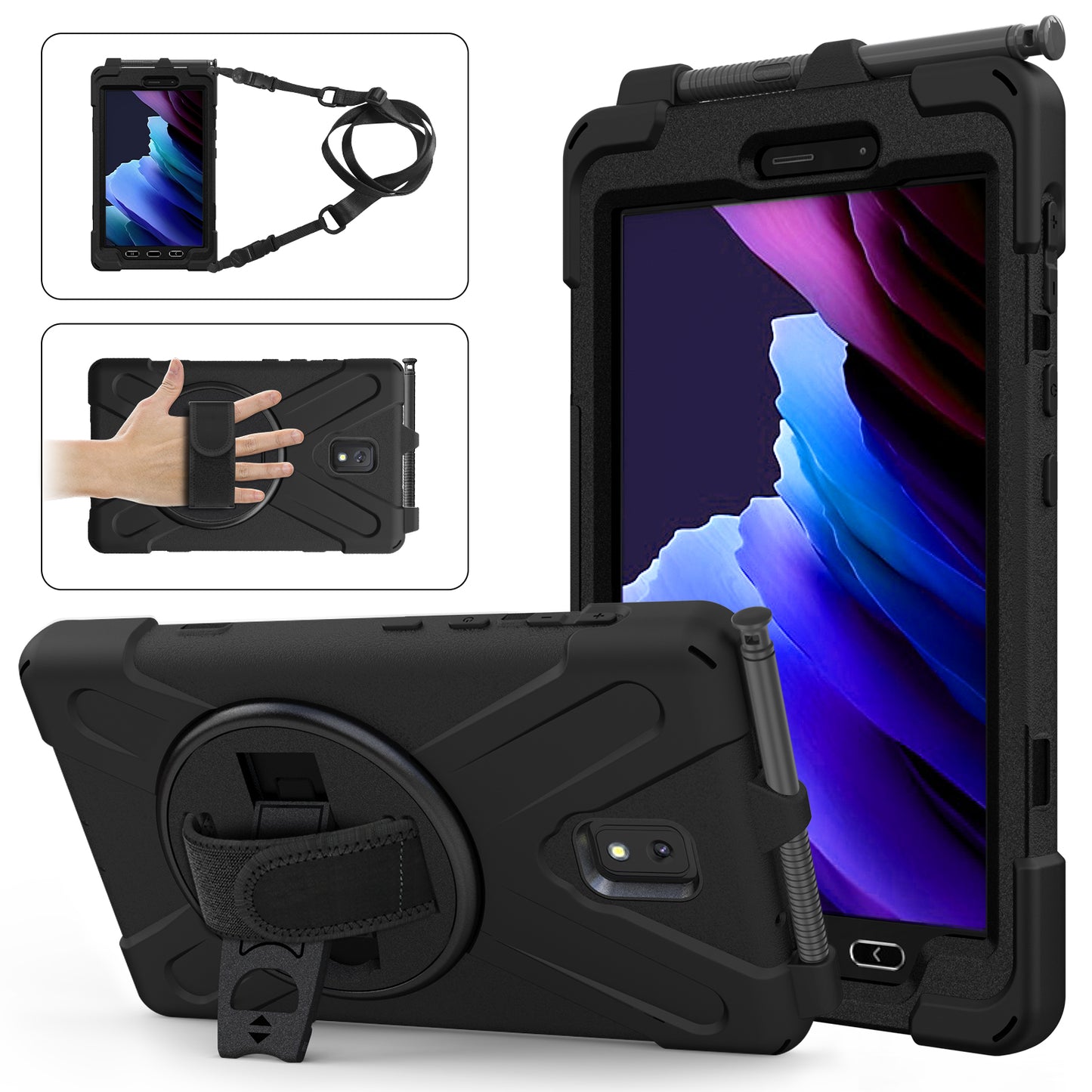 Pirate King Galaxy Tab Active3 Case 360 Rotating Stand Hand Shoulder