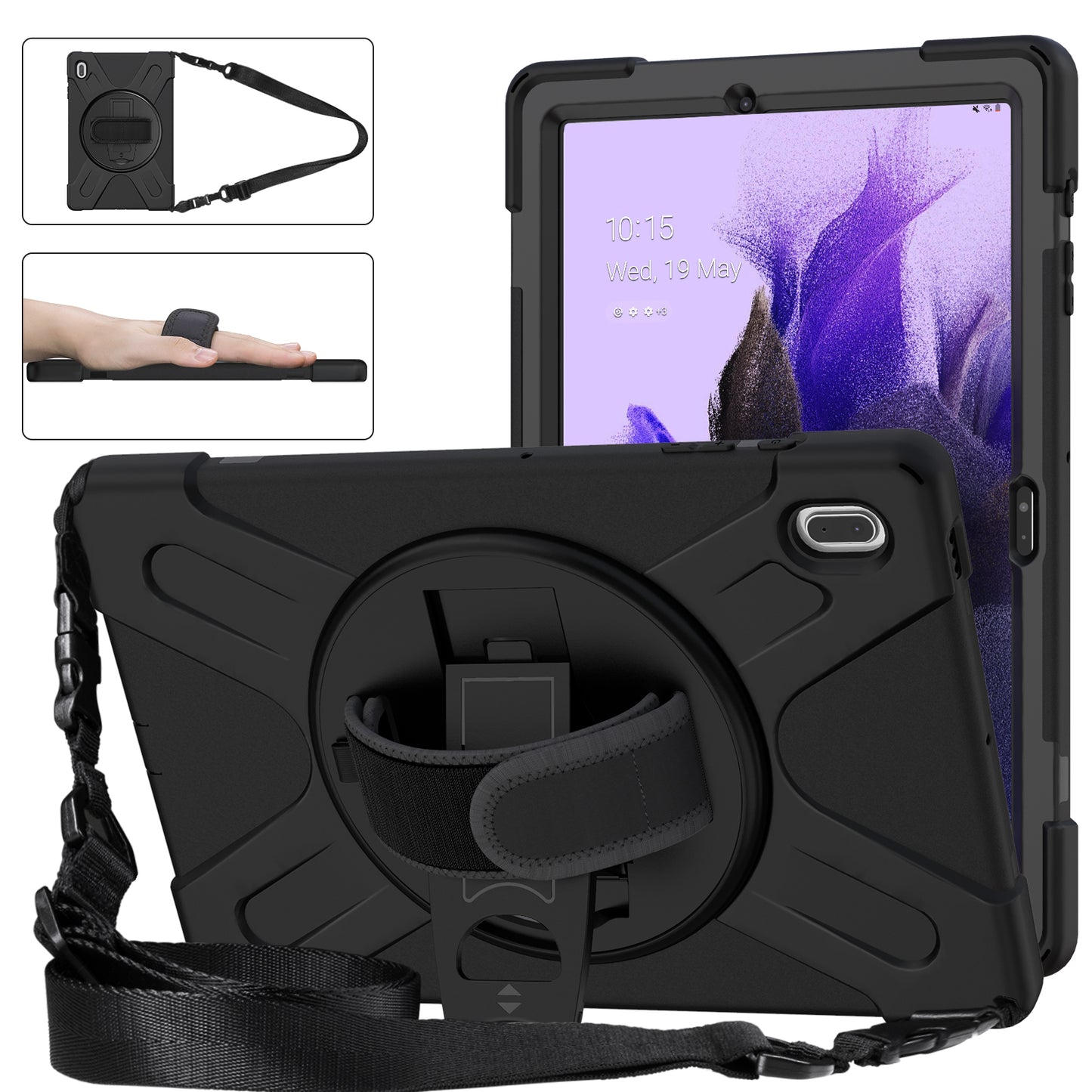 Pirate King Galaxy Tab S7 FE Case 360 Rotating Stand Hand Shoulder