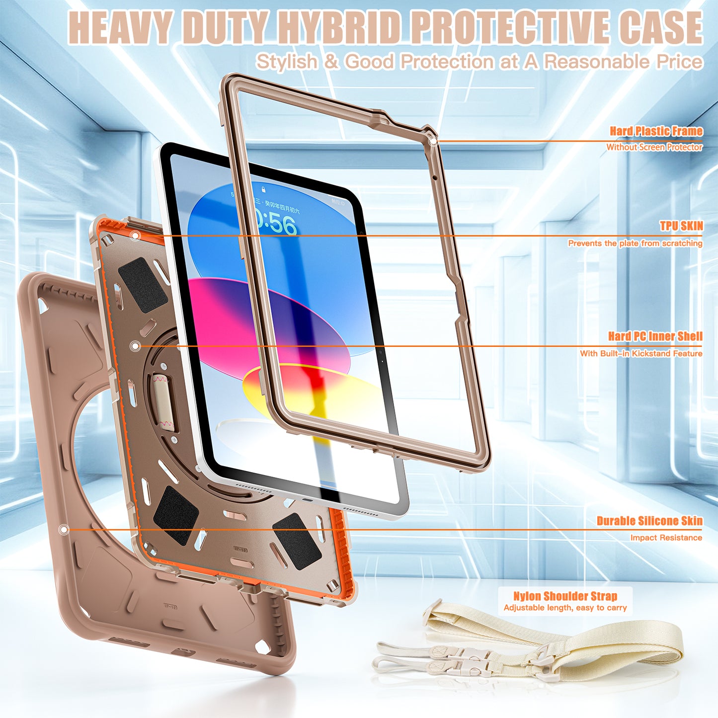 Boeing Handrail iPad 10 Case Heavy Duty Shoulder Strap