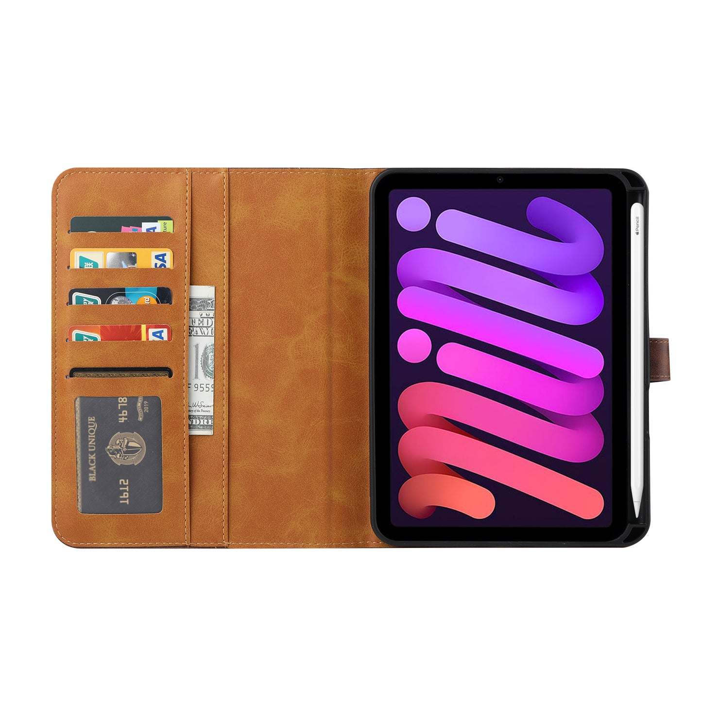 Buckle Retro Leather iPad Mini 6 Case Stand Multi-card Slots