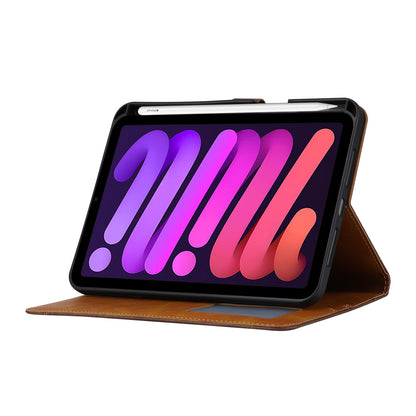 Buckle Retro Leather iPad Mini 6 Case Stand Multi-card Slots