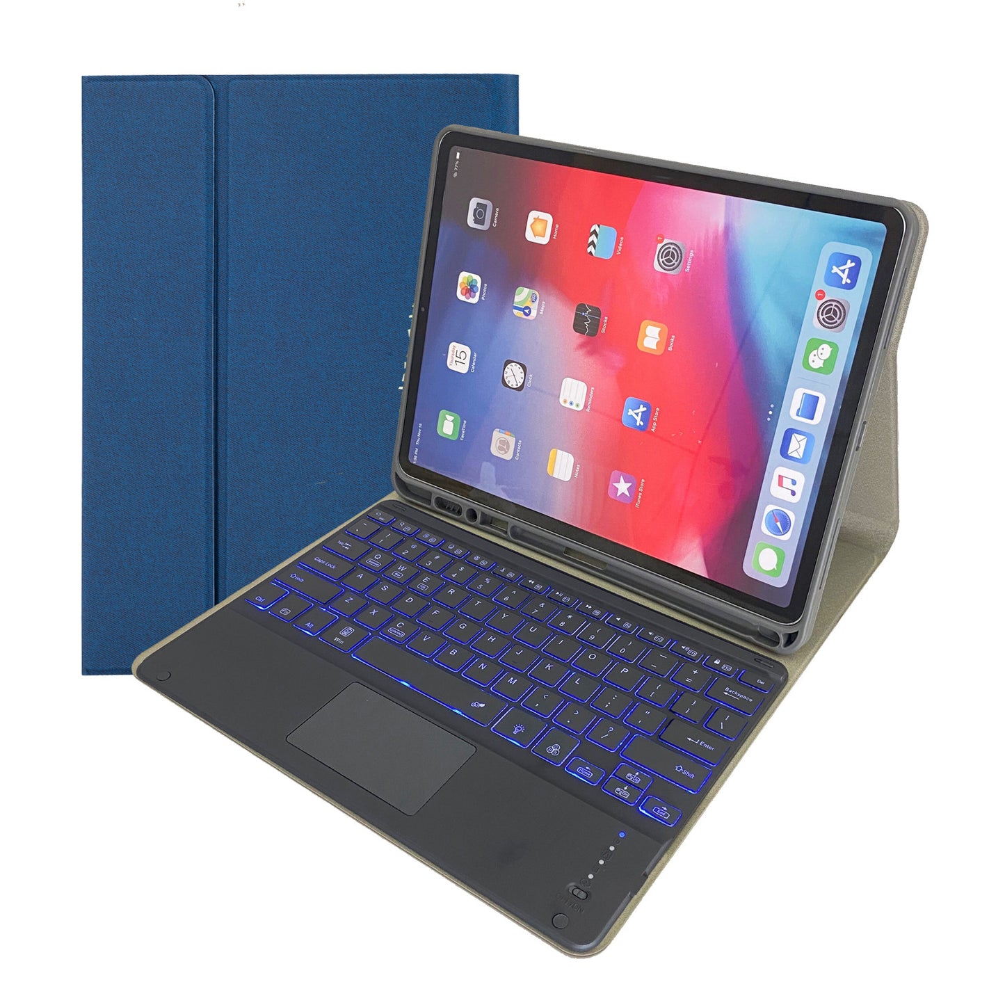 Backlit Touchpad Keyboard Apple iPad 8 Case 2 in 1 Combo Cloth TPU