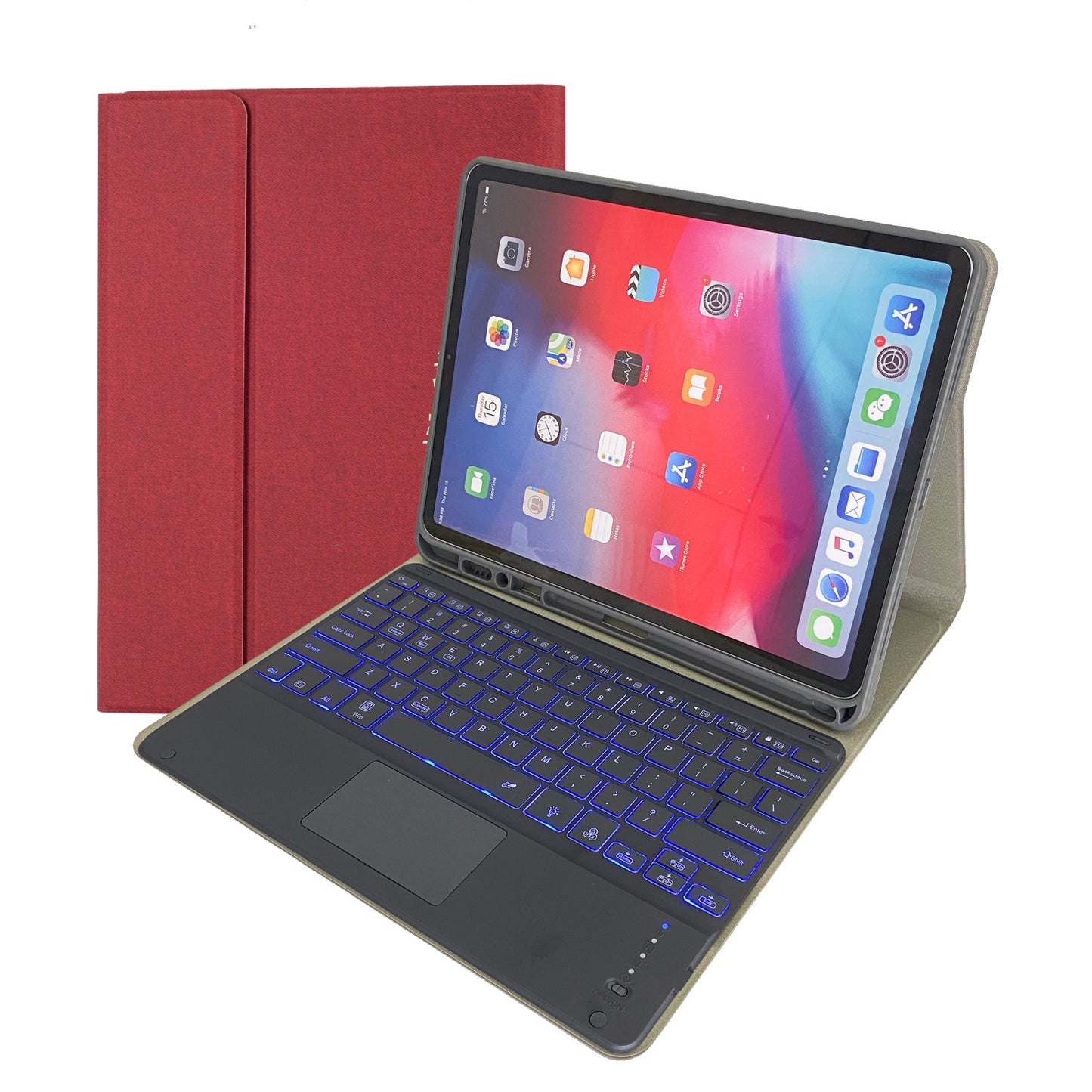 Backlit Touchpad Keyboard Apple iPad 7 Case 2 in 1 Combo Cloth TPU