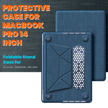 Stylish Fabric MacBook Pro 14.2 A2442 M1 Pro Case with Kickstand