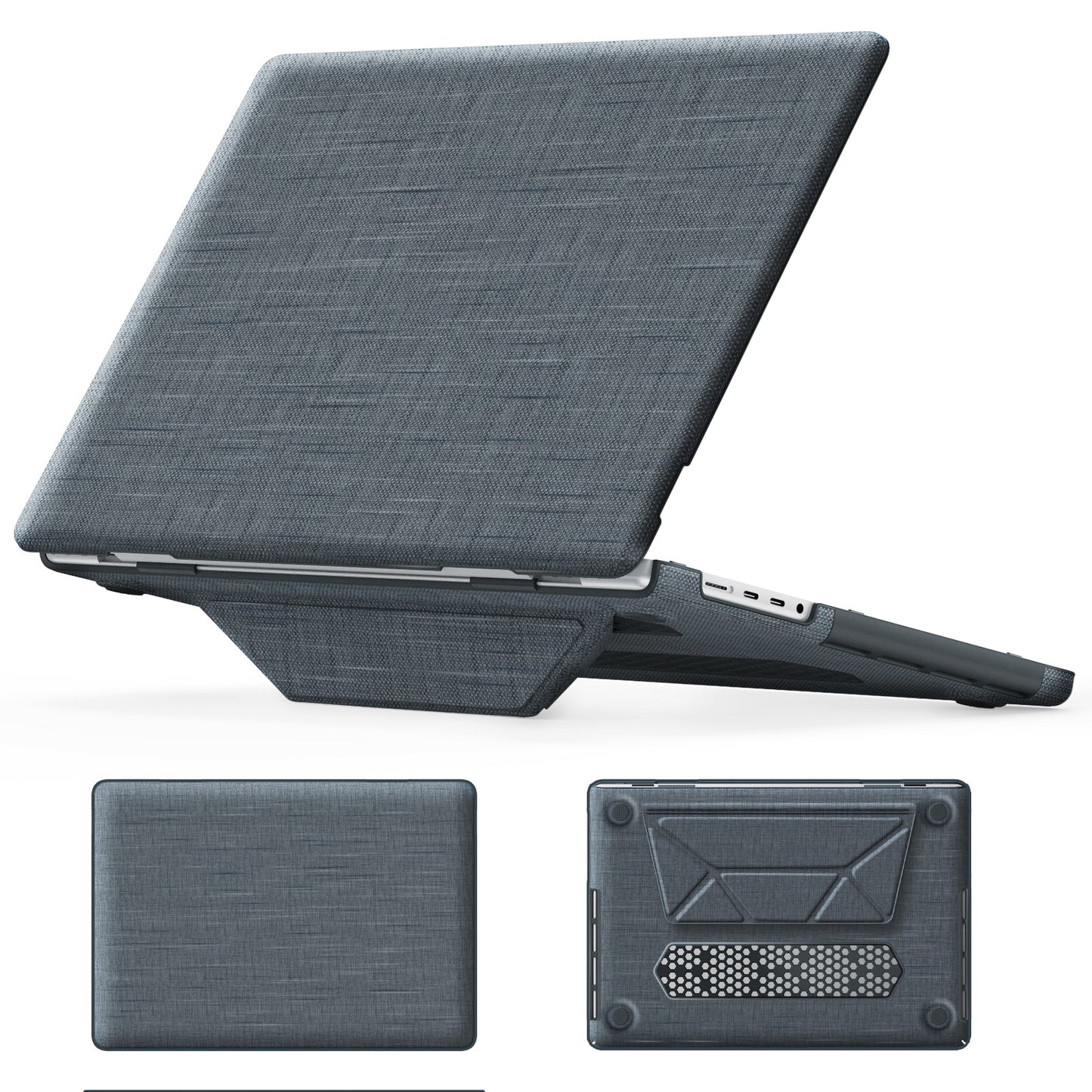 Stylish Fabric MacBook Pro 14.2 A2442 M1 Pro Case with Kickstand