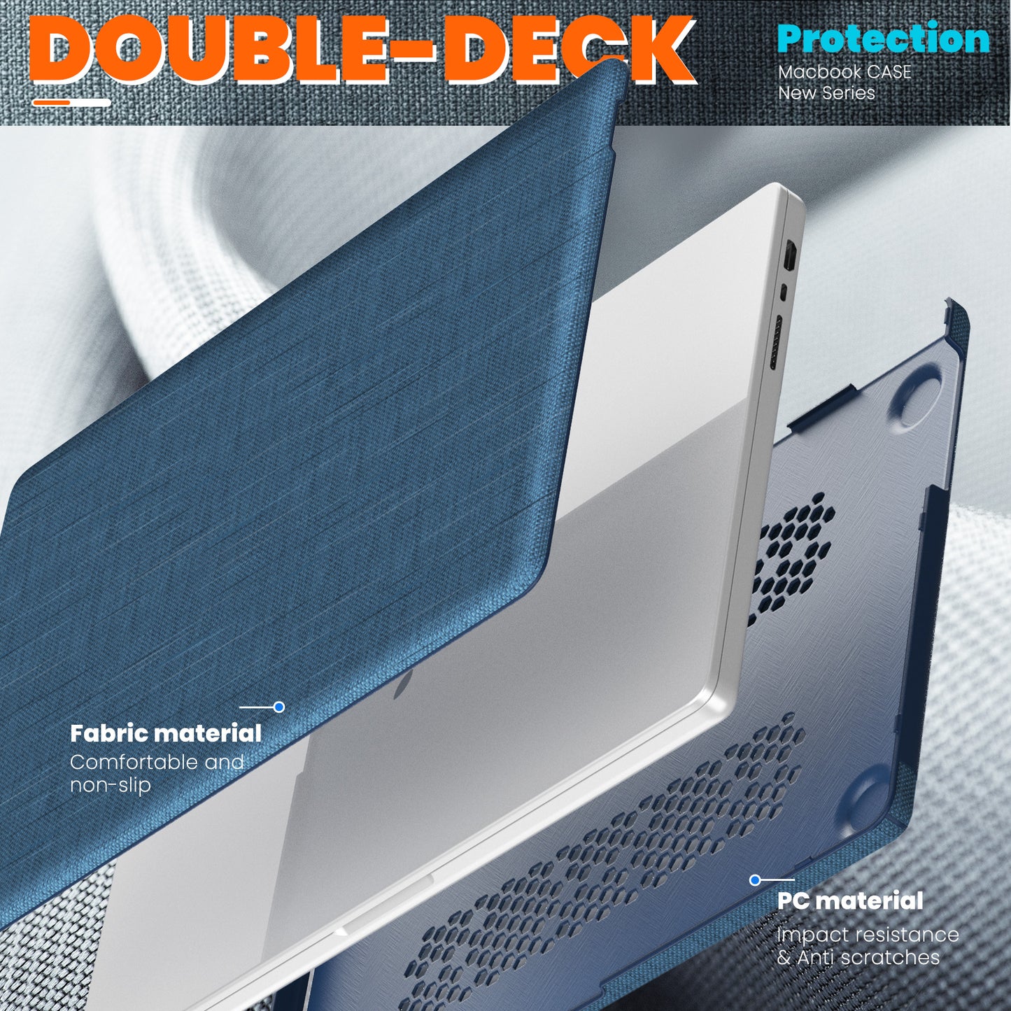 Stylish Fabric MacBook Pro 14.2 A2442 M1 Pro Case with Kickstand